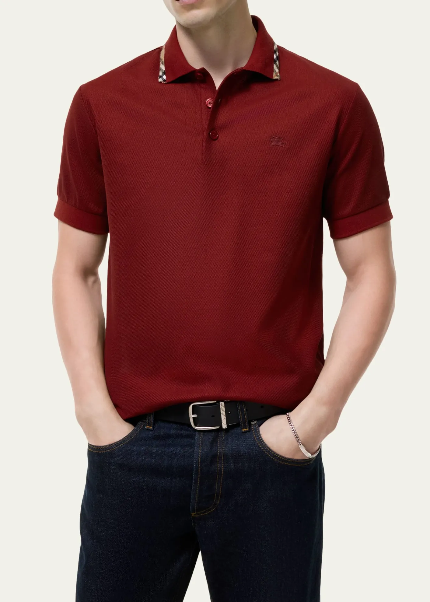BurberryMen's Eddie Check-Trim Cotton Polo Shirt