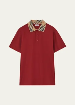 BurberryMen's Evan Check-Collar Cotton Polo Shirt