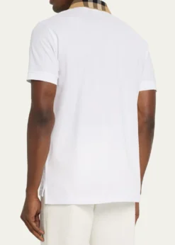BurberryMen's Pique Polo Shirt with Check Collar