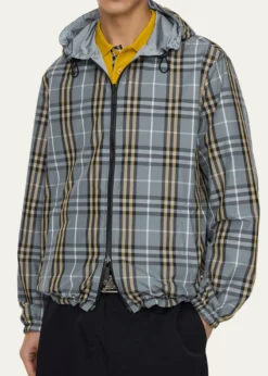 BurberryMen's Reversible Check Hooded Jacket