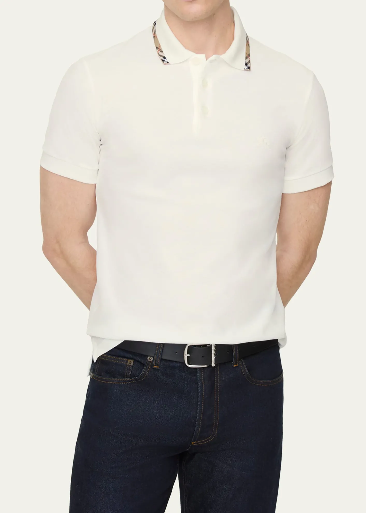 BurberryMen's Slim Fit Check-Placket Pique Polo Shirt