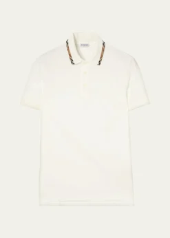 BurberryMen's Slim Fit Check-Placket Pique Polo Shirt