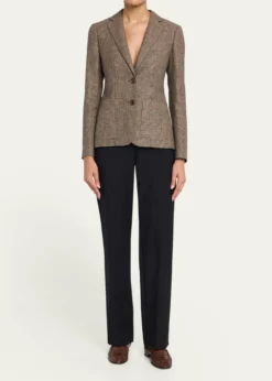 BurberryPrince of Wales Check Wool-Linen Single-Breasted Jacket