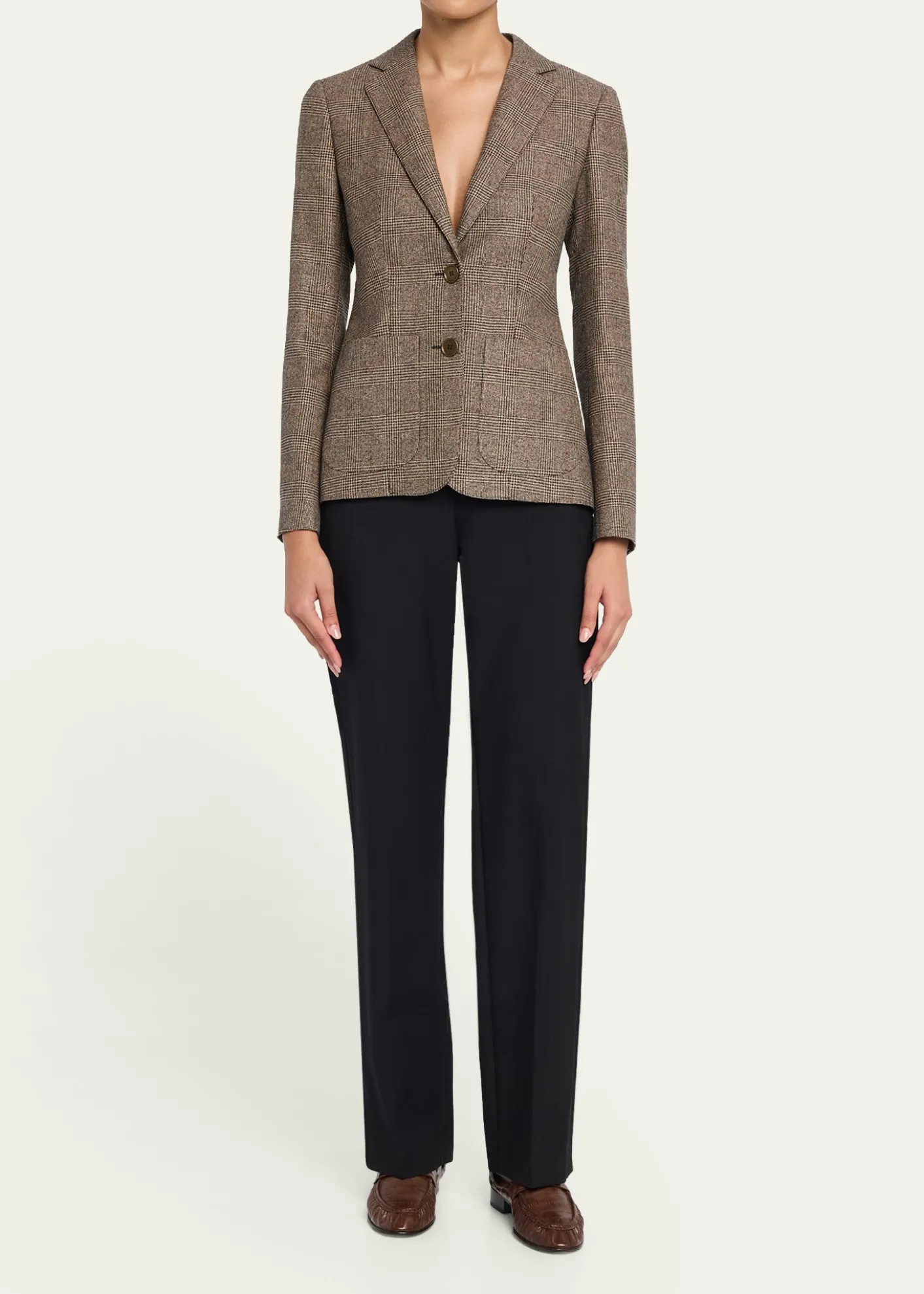 BurberryPrince of Wales Check Wool-Linen Single-Breasted Jacket