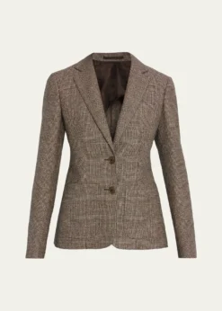 BurberryPrince of Wales Check Wool-Linen Single-Breasted Jacket