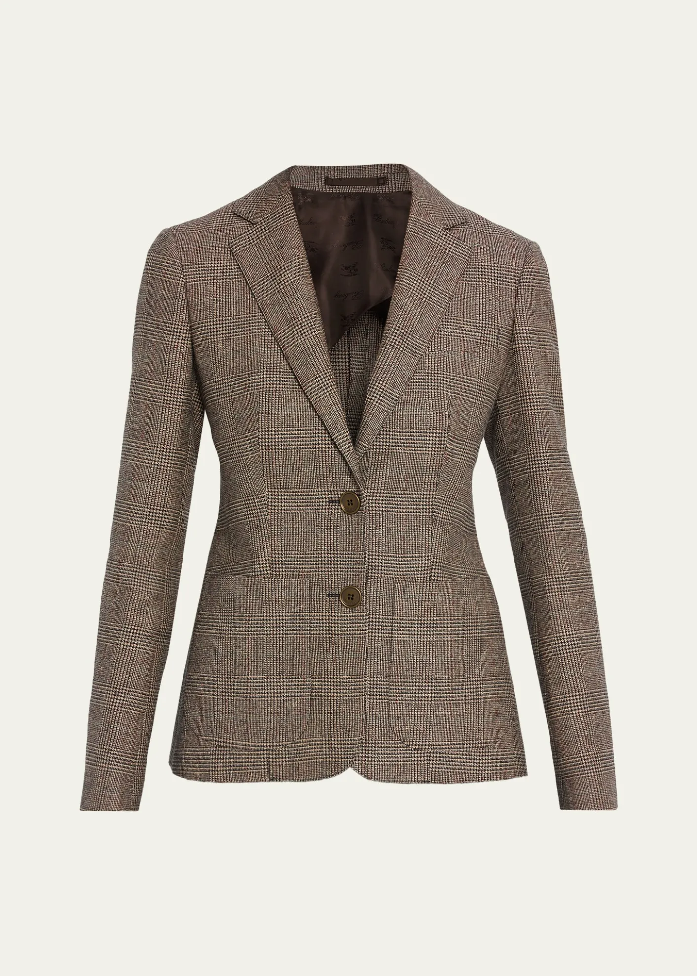 BurberryPrince of Wales Check Wool-Linen Single-Breasted Jacket