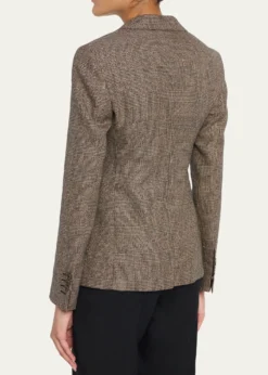 BurberryPrince of Wales Check Wool-Linen Single-Breasted Jacket