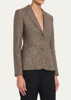BurberryPrince of Wales Check Wool-Linen Single-Breasted Jacket