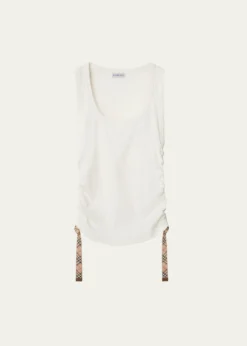 BurberryRuched Check Drawstring Tank Top