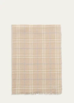 BurberrySequined Check Wool Silk-Blend Scarf