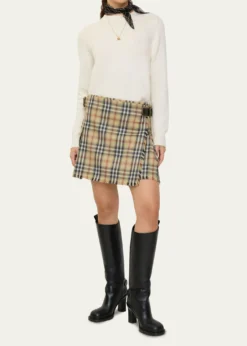 BurberrySkye Check Buckled Mini Wrap Skirt