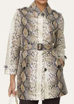 BurberryStonehaven Python-Print Coated Short Car Coat