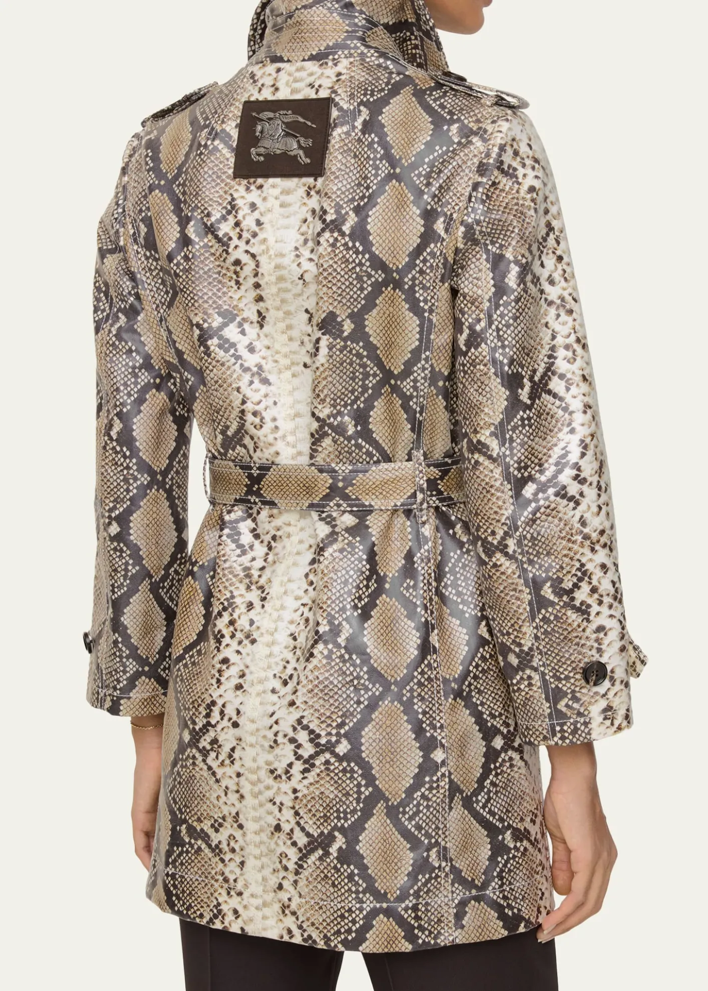 BurberryStonehaven Python-Print Coated Short Car Coat