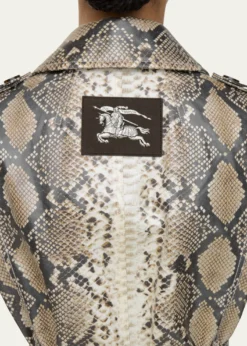 BurberryStonehaven Python-Print Coated Short Car Coat