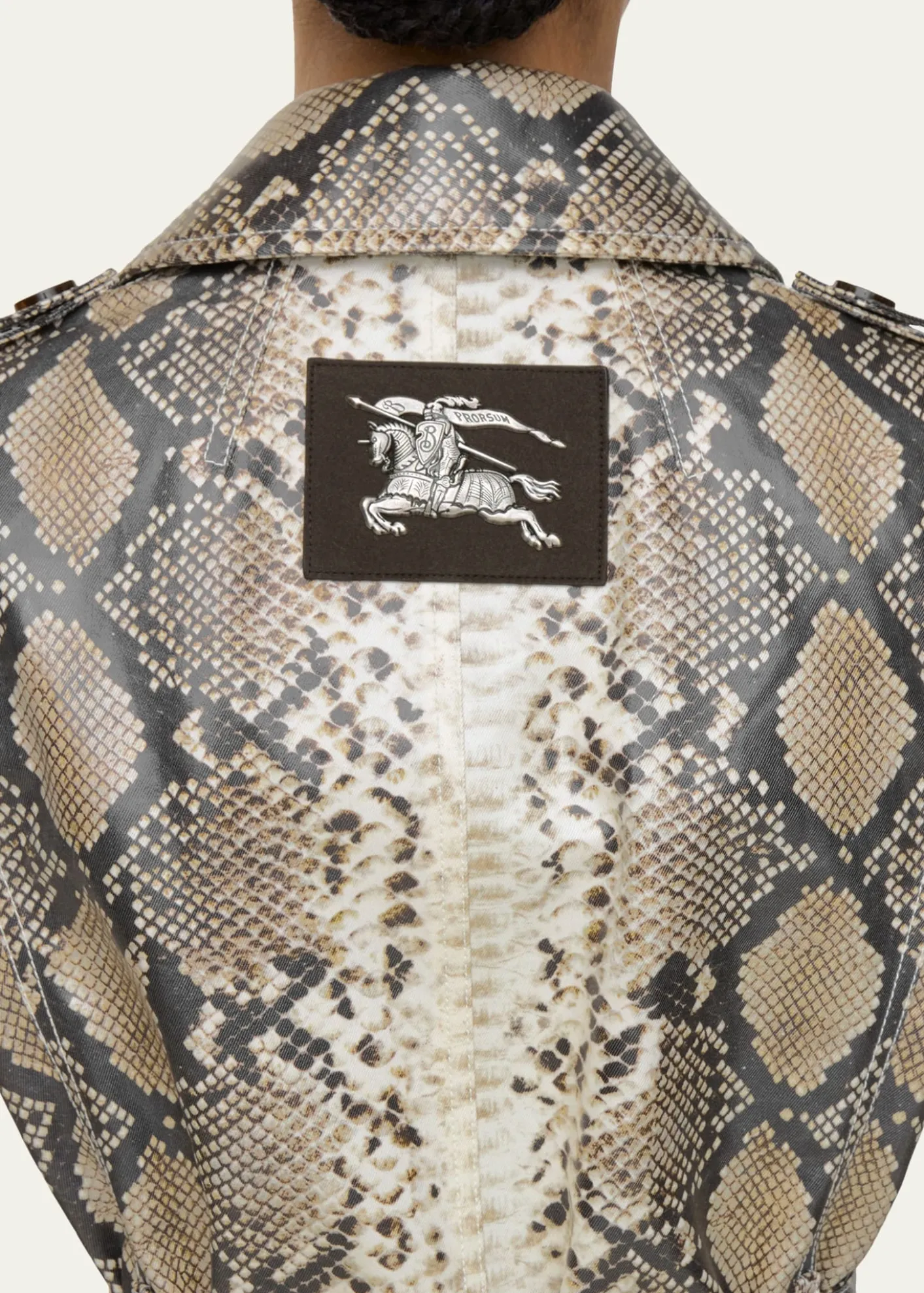 BurberryStonehaven Python-Print Coated Short Car Coat
