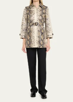 BurberryStonehaven Python-Print Coated Short Car Coat
