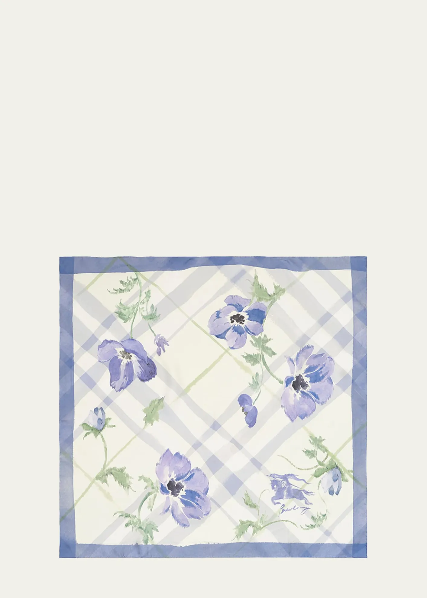 BurberryWatercolor Check Silk Scarf