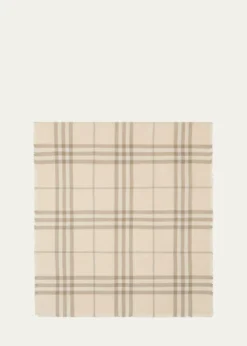 BurberryWide Reversible Check Wool Silk Scarf
