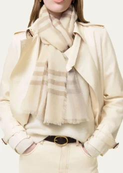 BurberryWide Reversible Check Wool Silk Scarf
