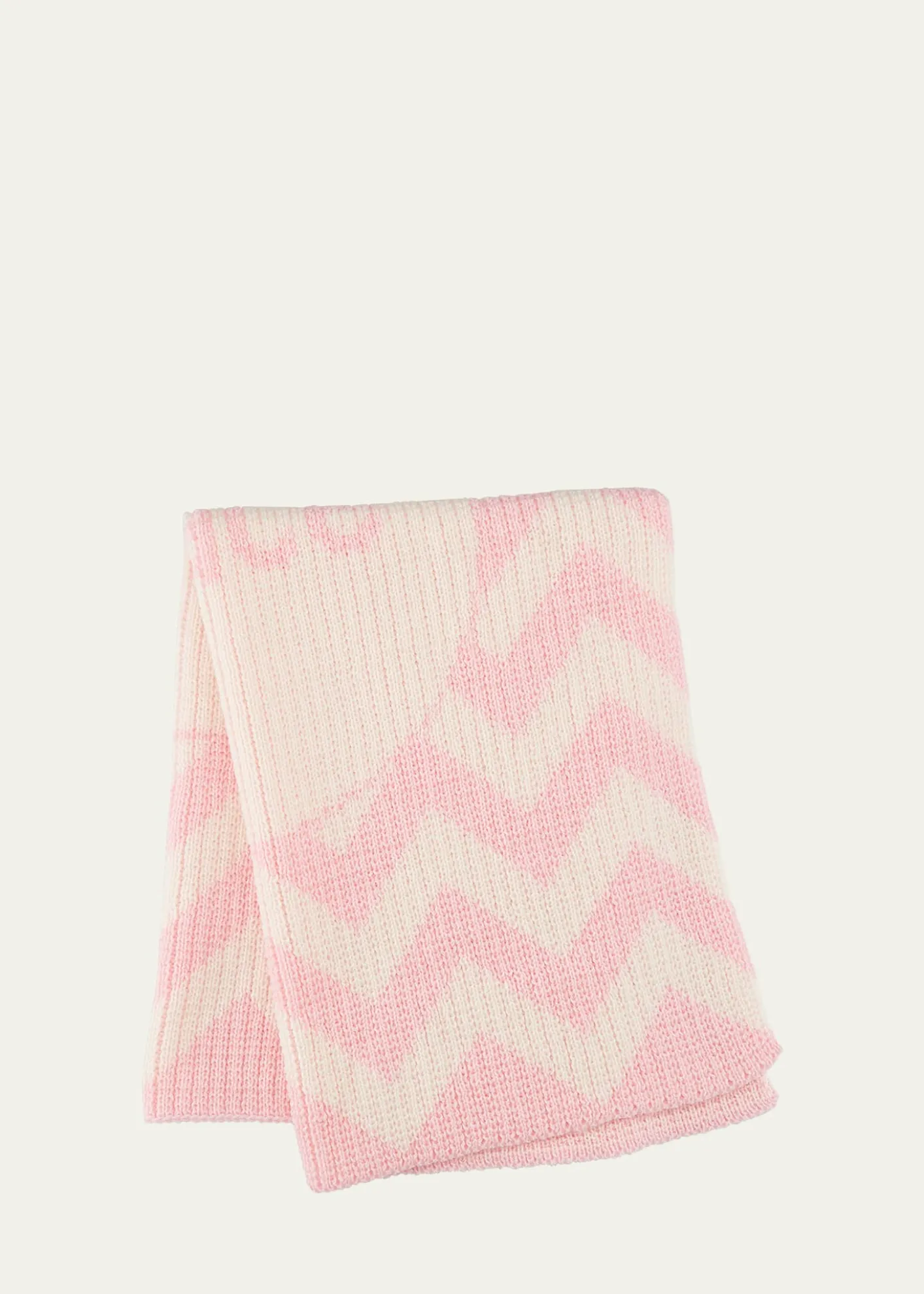 Butterscotch BlankeesPersonalized Ribbed Chevron-Knit Baby Blanket, Light Pink
