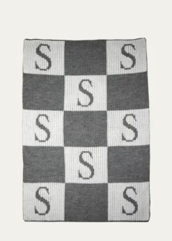 Butterscotch BlankeesPersonalized Check Colorblock Baby Blanket, Gray