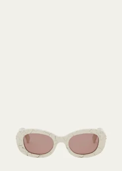 BVLGARIB.ZERO1 Oval Acetate and Nylon Sunglasses