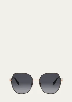 BVLGARIRound Metal & Nylon Sunglasses