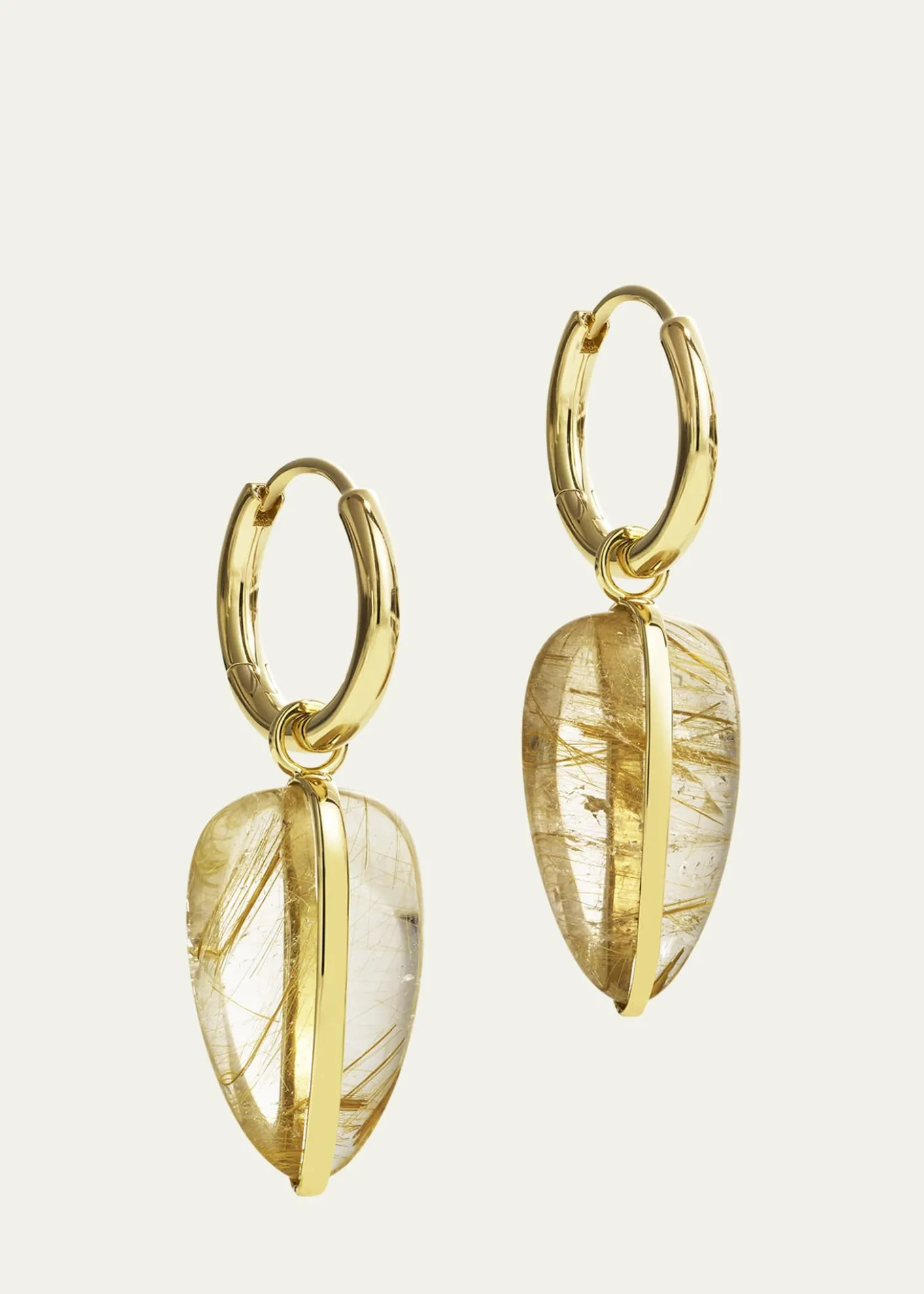 By Pariah14K Yellow Gold Rutilated Quartz Pebble Earrings