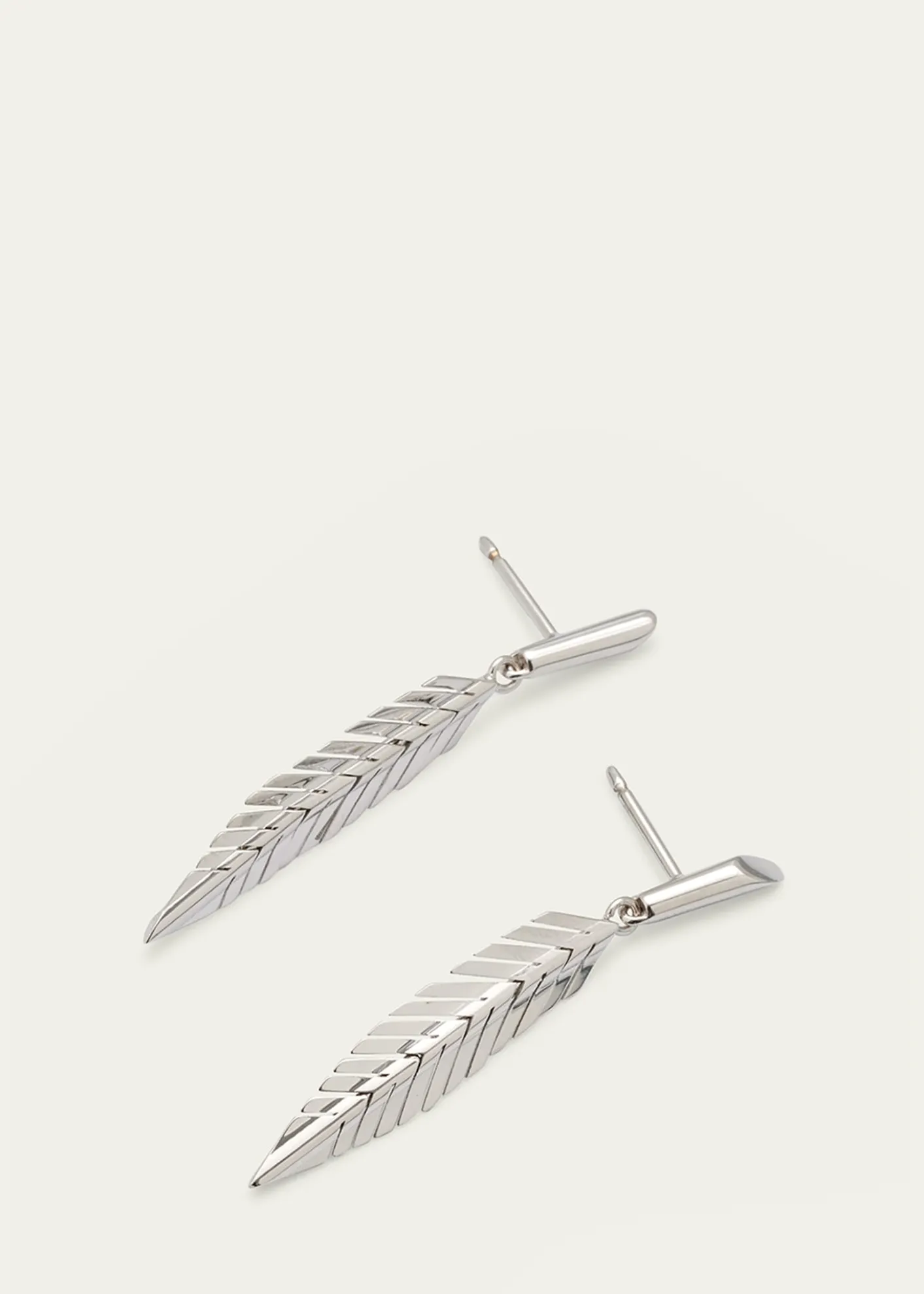 CADAR18K White Gold Feather Drop Earrings, Small