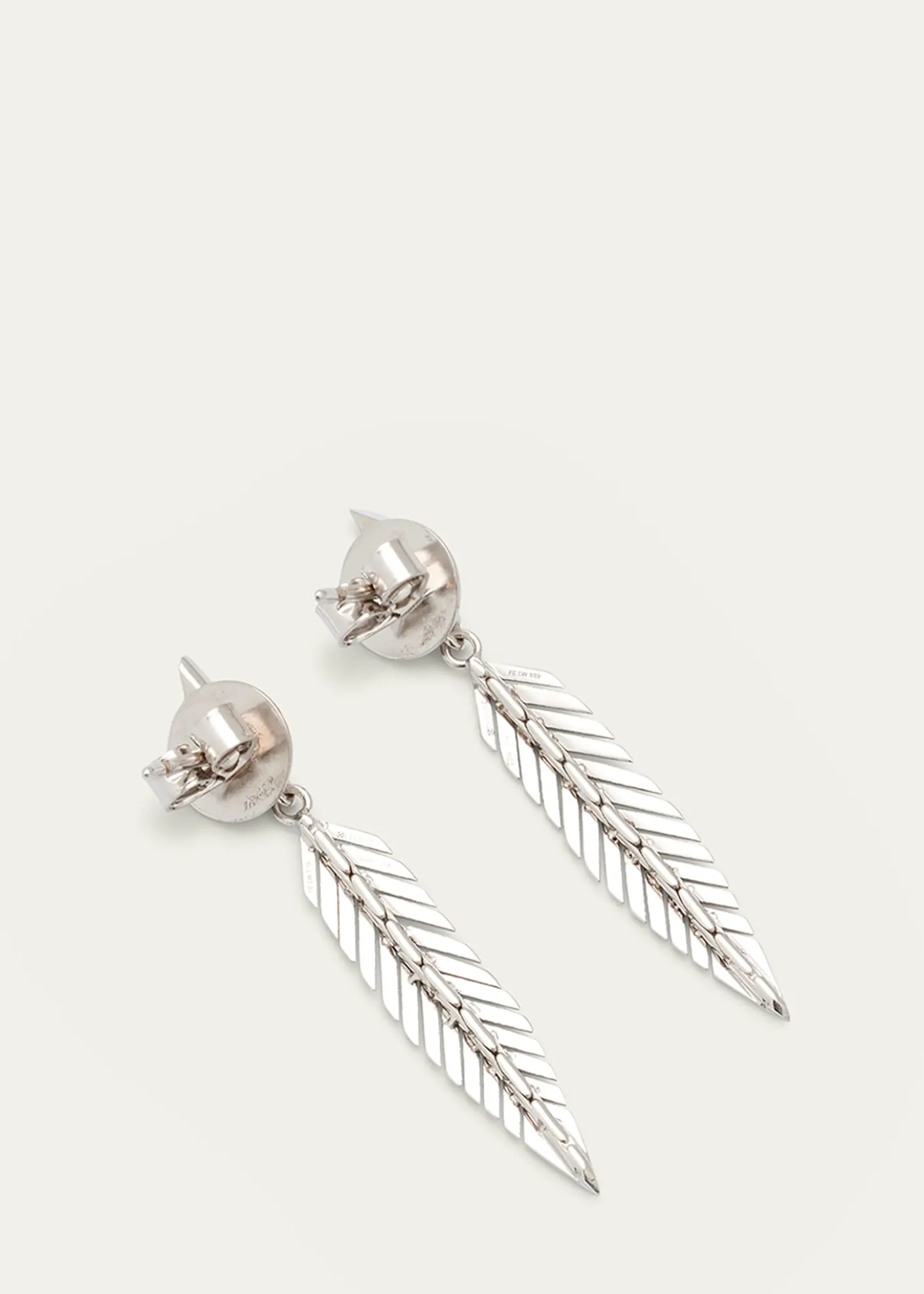 CADAR18K White Gold Feather Drop Earrings, Small