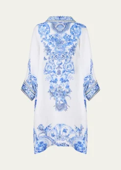 CamillaCeramic Panoramic Wide Body Collared Kaftan Coverup