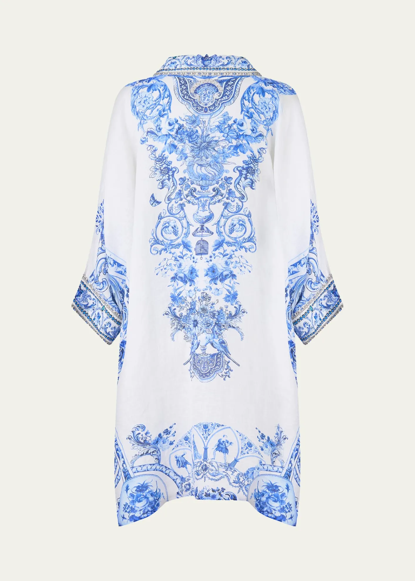 CamillaCeramic Panoramic Wide Body Collared Kaftan Coverup