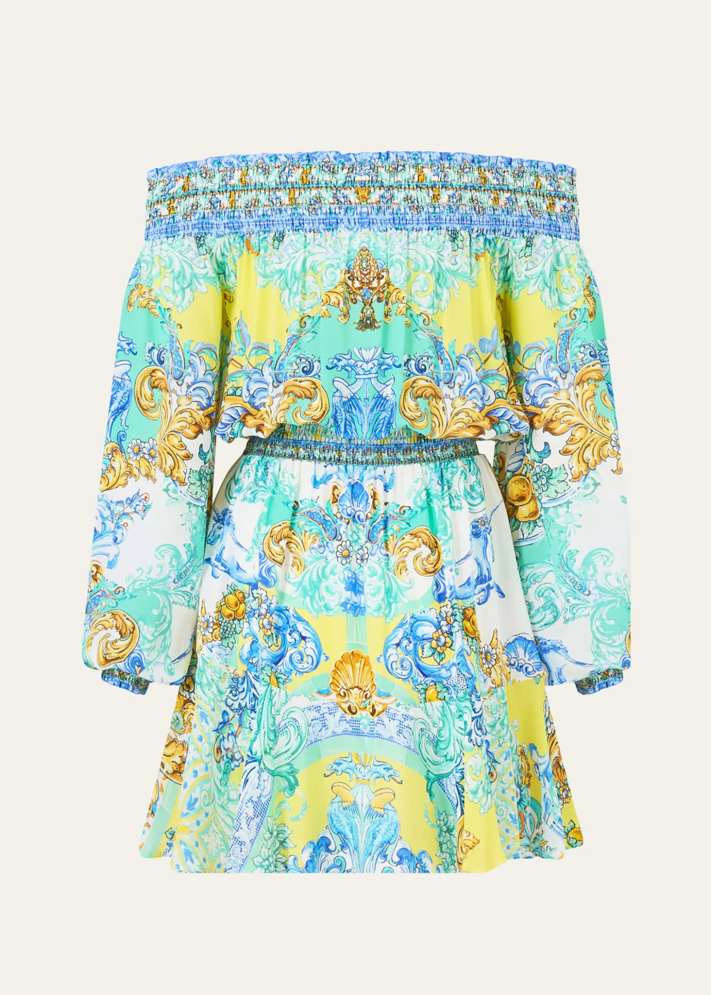 CamillaDial Up The Tiles Off-Shoulder Mini Dress