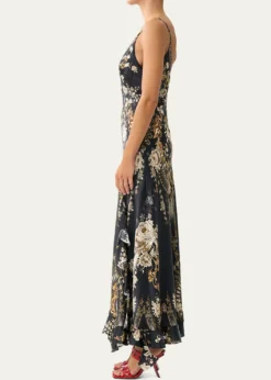 CamillaFlamenco Folklore Bias Slip Dress with Frill Hem