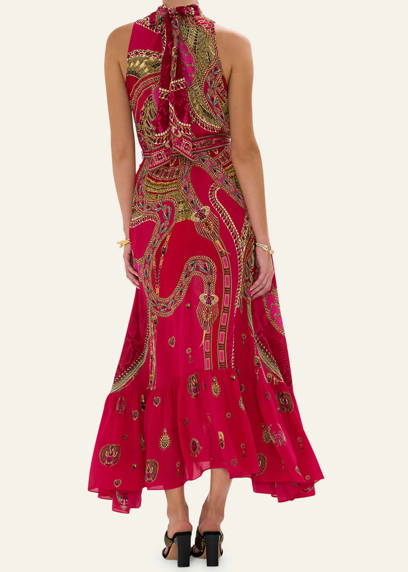 CamillaKissed By A Cobra Tie-Neck Maxi Dress