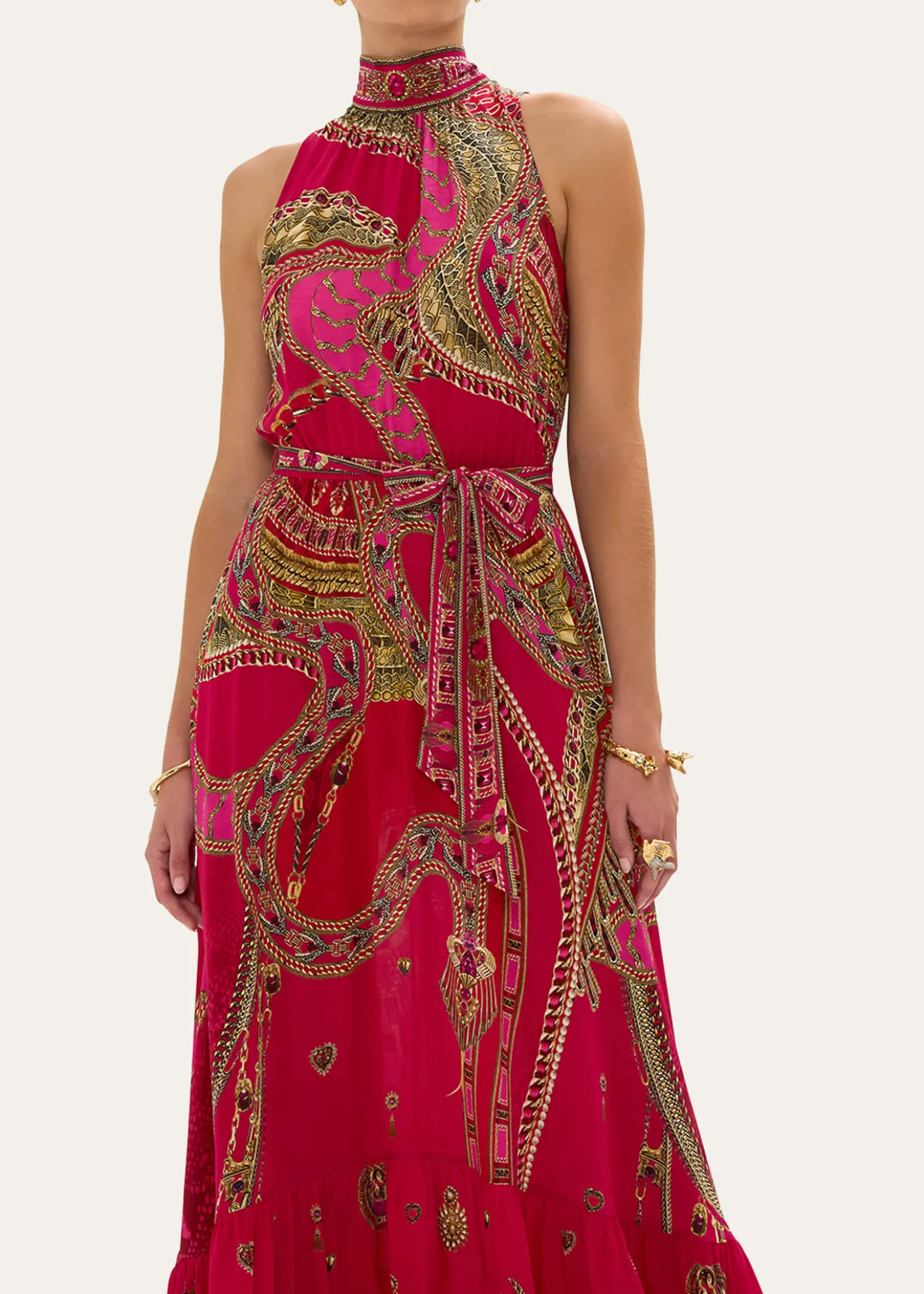 CamillaKissed By A Cobra Tie-Neck Maxi Dress