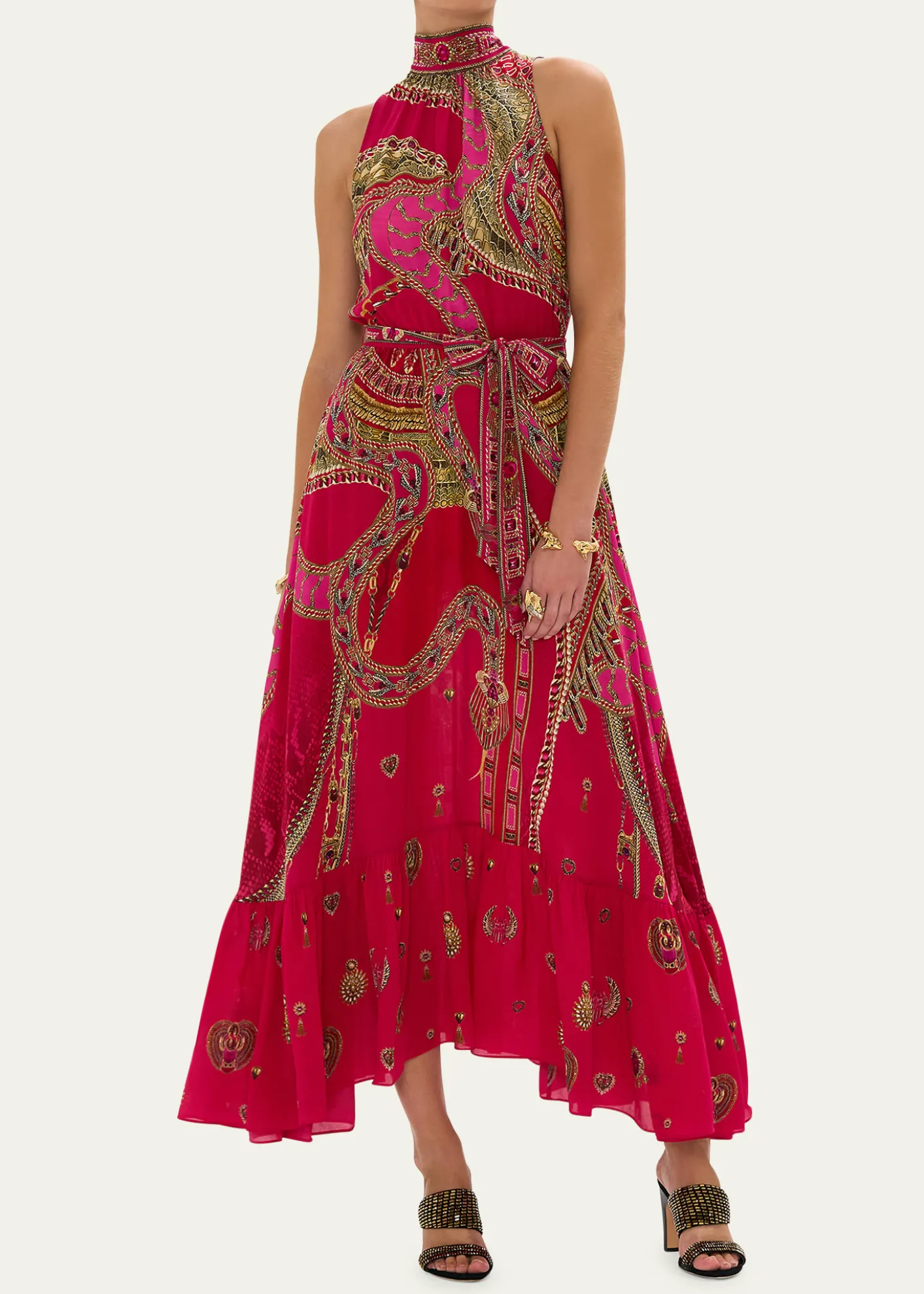 CamillaKissed By A Cobra Tie-Neck Maxi Dress