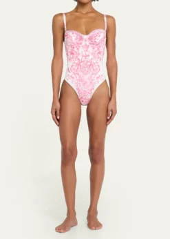CamillaLivin La Vida Rosa Ruched Underwire One-Piece Swimsuit