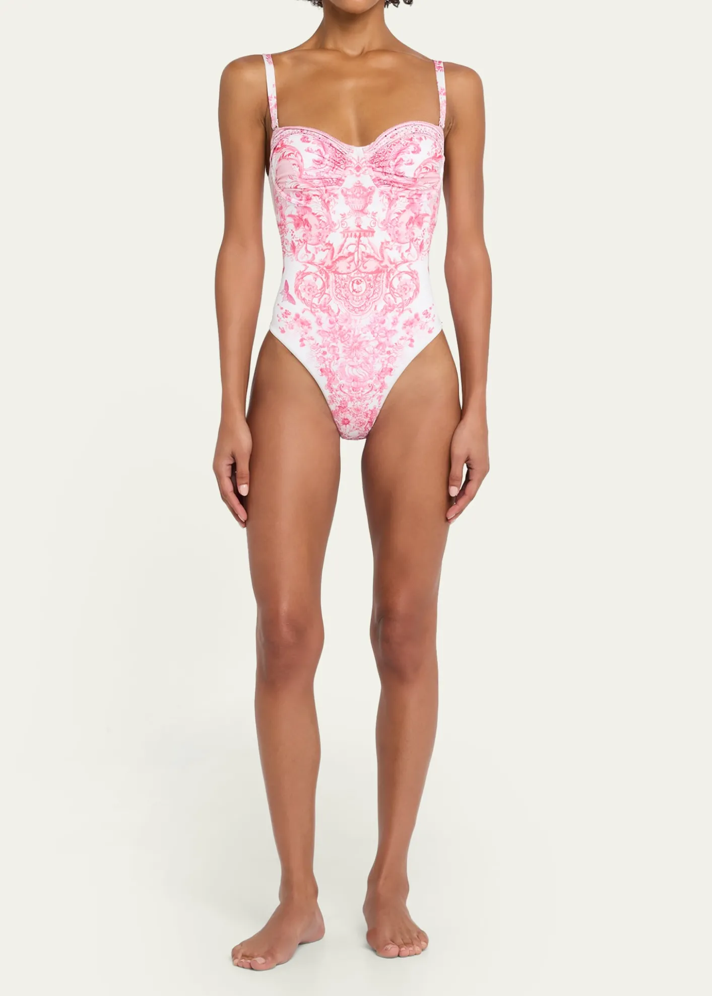 CamillaLivin La Vida Rosa Ruched Underwire One-Piece Swimsuit