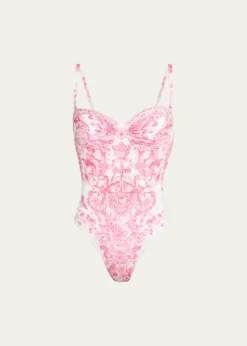 CamillaLivin La Vida Rosa Ruched Underwire One-Piece Swimsuit