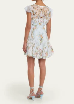 CamillaSeville Sweetheart Ruffle-Sleeve Mini Dress