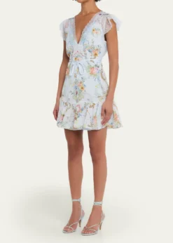 CamillaSeville Sweetheart Ruffle-Sleeve Mini Dress