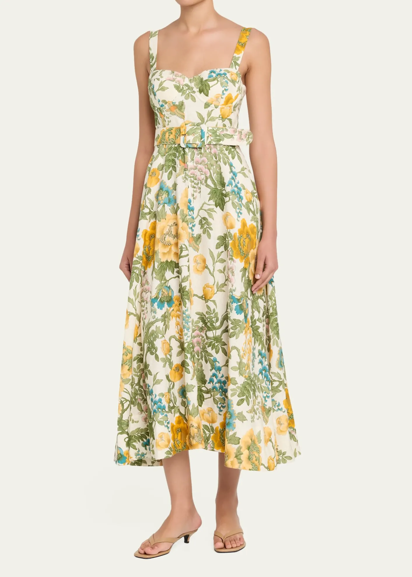 Cara CaraCalypso Floral Linen Midi Dress