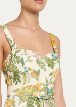 Cara CaraCalypso Floral Linen Midi Dress