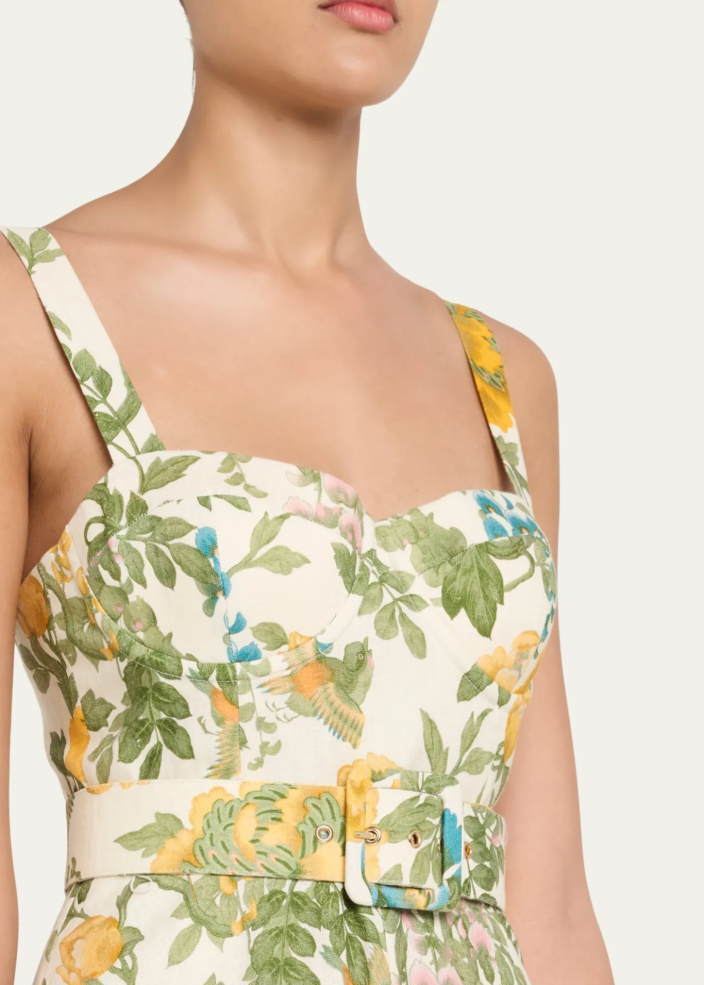 Cara CaraCalypso Floral Linen Midi Dress