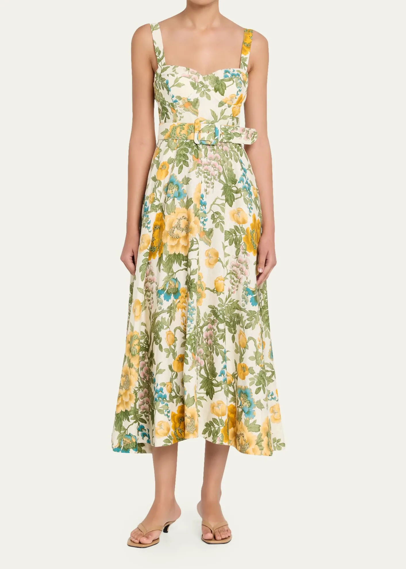 Cara CaraCalypso Floral Linen Midi Dress