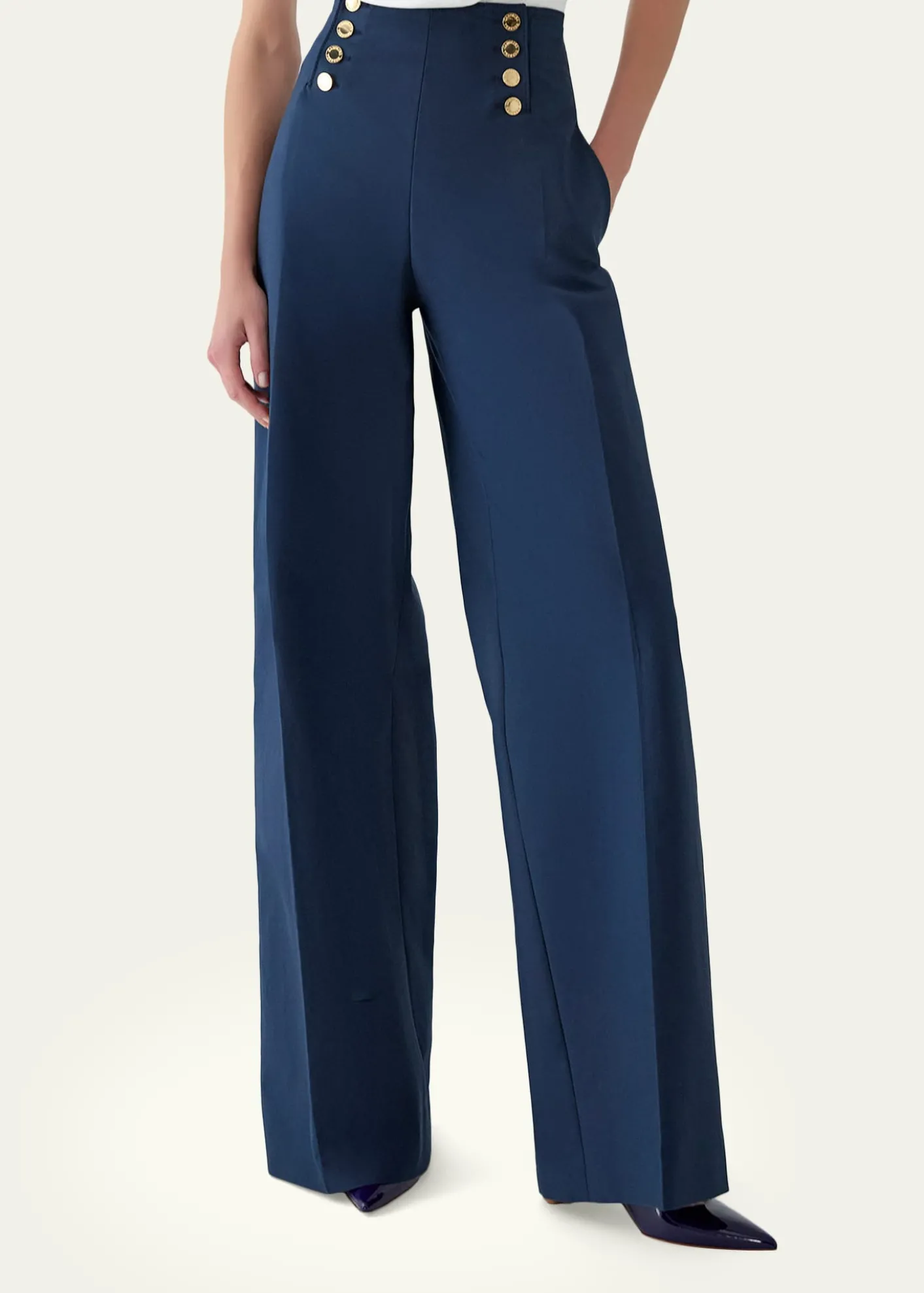Carolina HerreraAlba Button-Front Wide-Leg Sailor Pants
