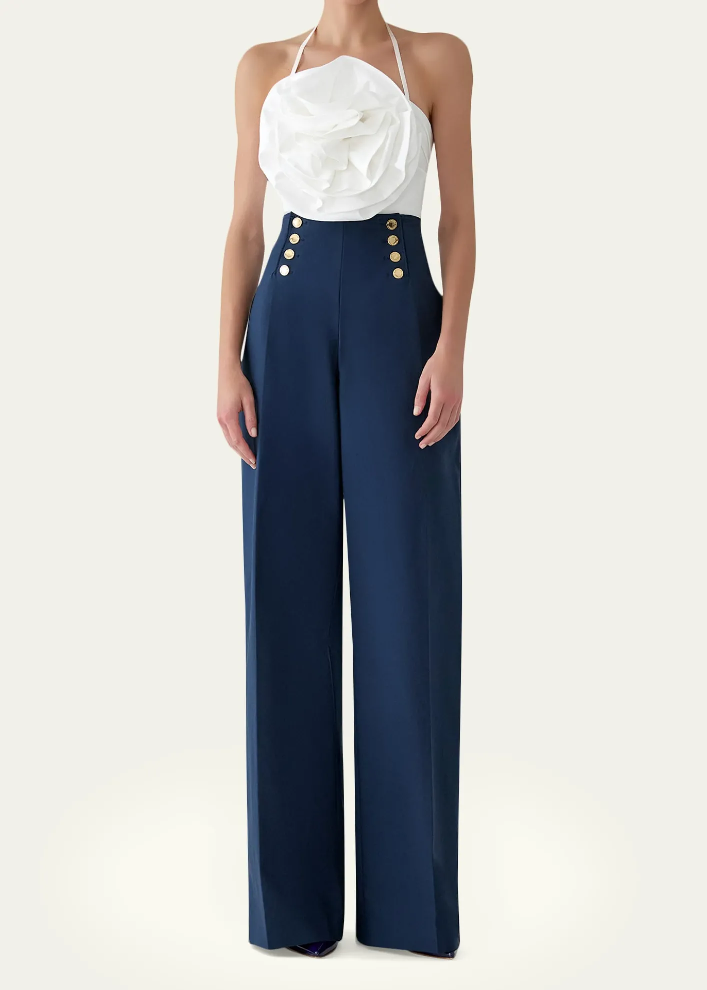 Carolina HerreraAlba Button-Front Wide-Leg Sailor Pants