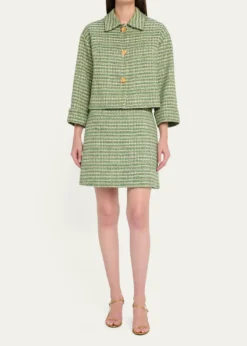 Carolina HerreraBoxy Cotton-Blend Crop Jacket
