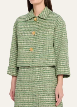 Carolina HerreraBoxy Cotton-Blend Crop Jacket